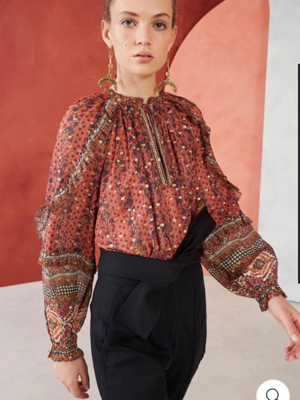 Ulla Johnson Calista blouse in brick red - Picture 2 of 6